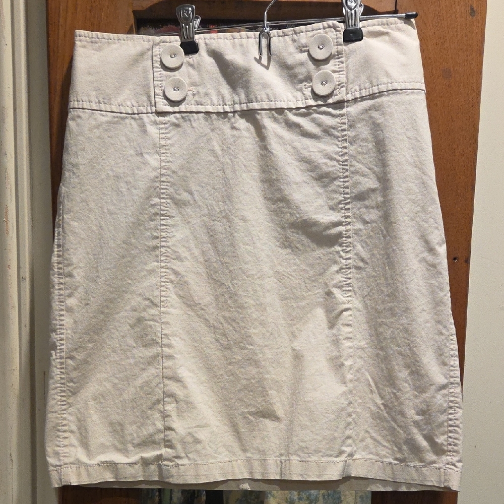 Ann Taylor Khaki Button-Accent Skirt